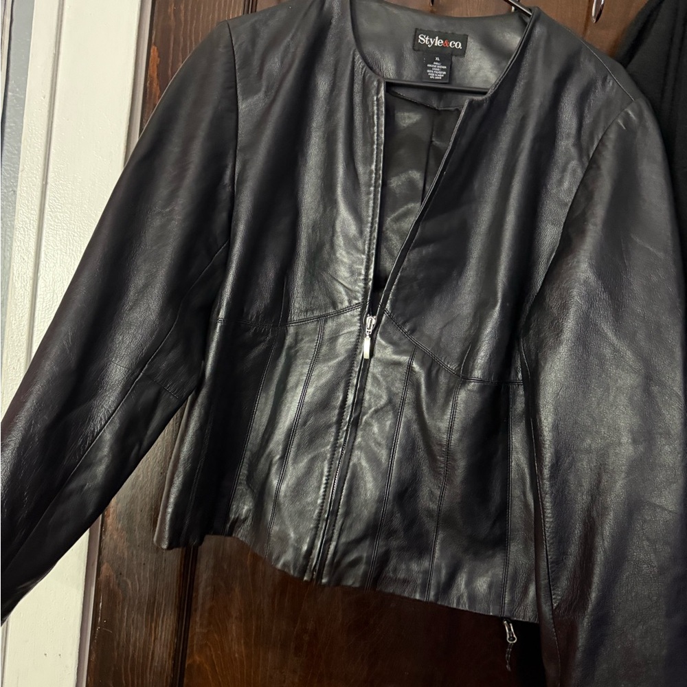 Style & Co. Women's Sleek Black Leather Jacket